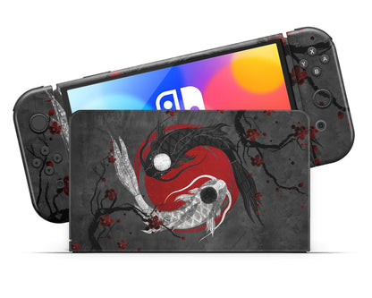 Lux Skins Nintendo Switch OLED Yin Yang Rose Koi Classic no logo Skins - Art Artwork Skin