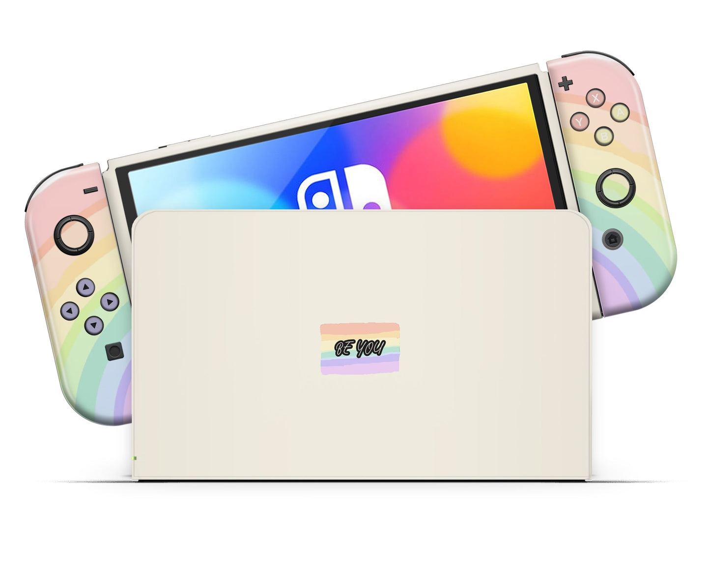 Lux Skins Nintendo Switch OLED LGBT Rainbow Flag Full Set Skins - Art Pride Series Skin