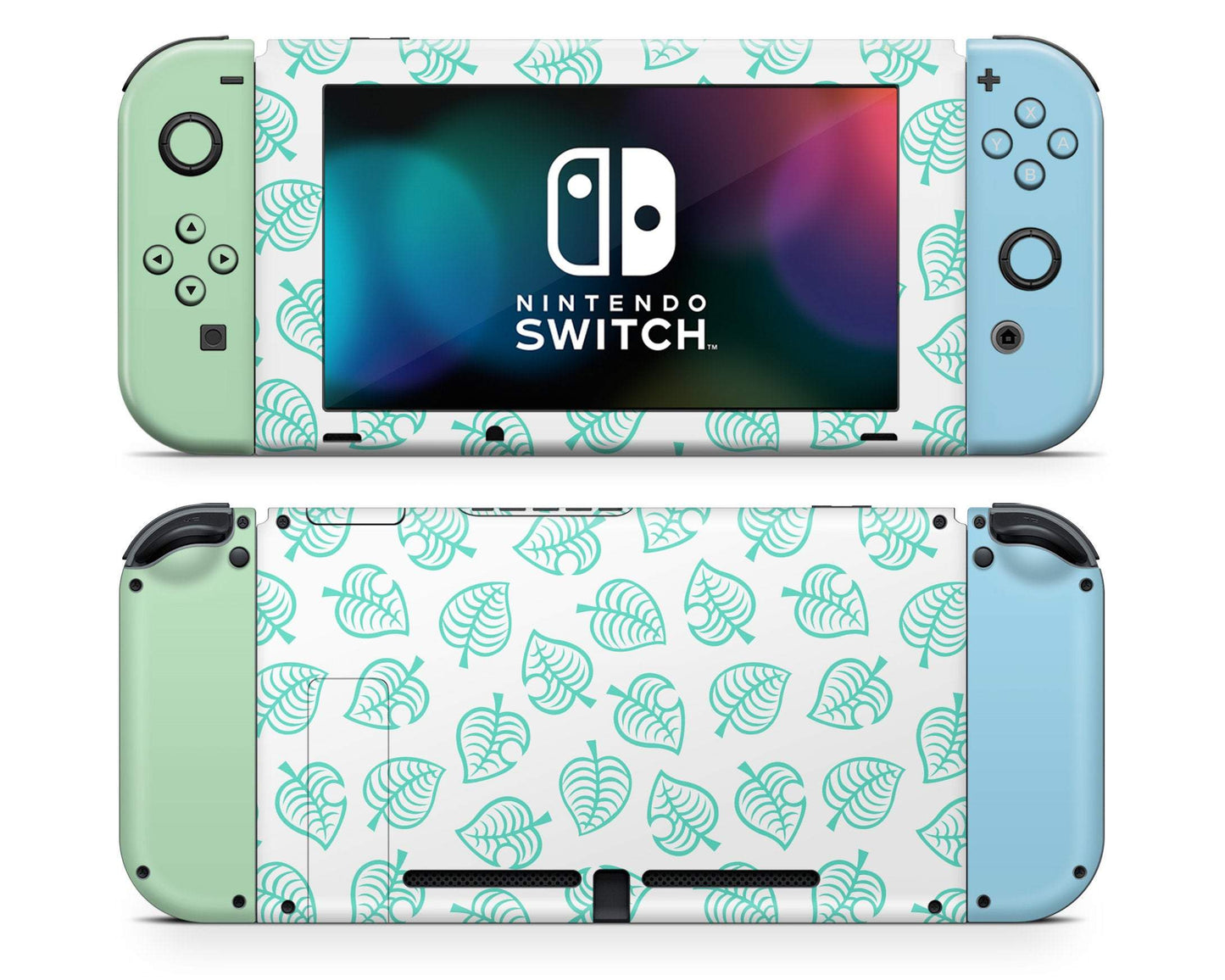 Lux Skins Nintendo Switch Animal Crossing Leaf Blue Green Full Set Skins - Pop culture Animal Crossing Skin