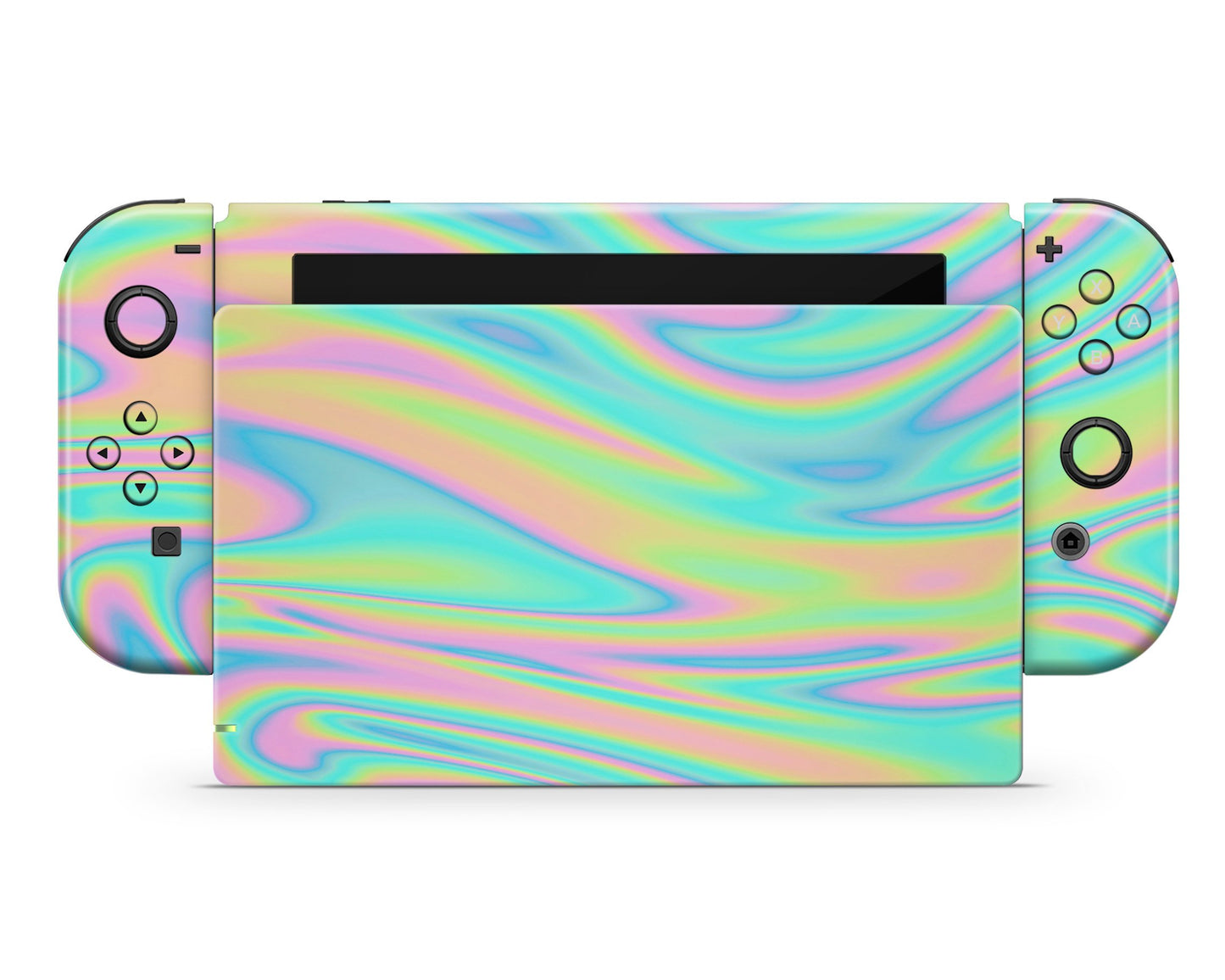 Lux Skins Nintendo Switch Rainbow Holographic Iridescent Swirl Classic no logo Skins - Solid Colours Gradient Skin