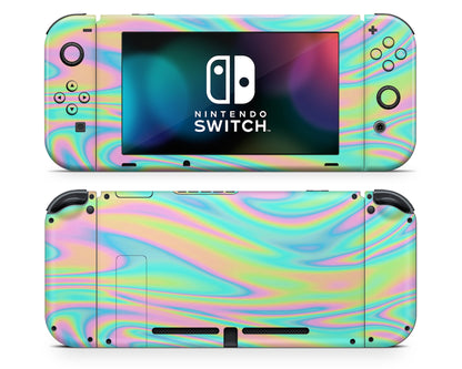 Lux Skins Nintendo Switch Rainbow Holographic Iridescent Swirl Classic no logo Skins - Solid Colours Gradient Skin