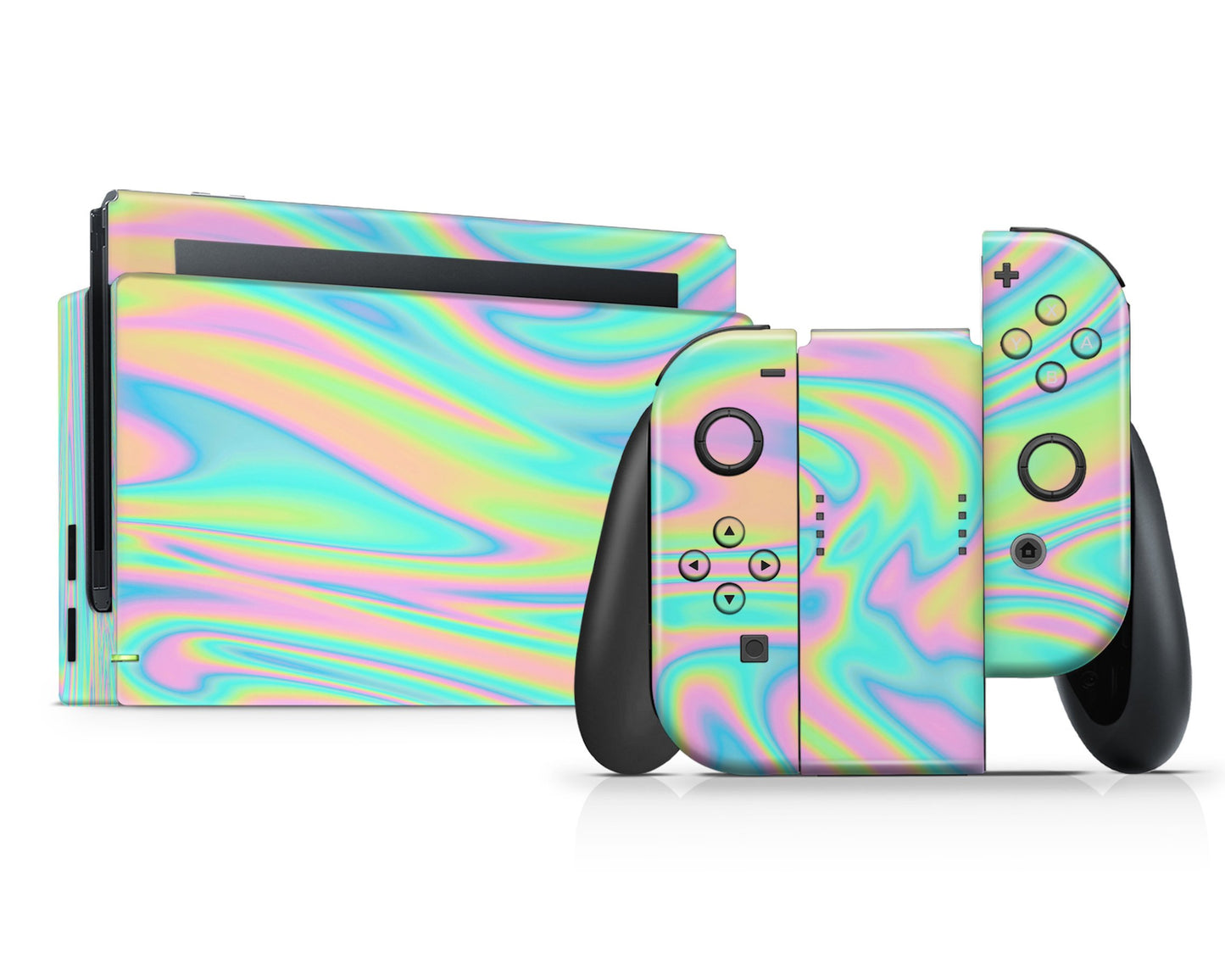 Lux Skins Nintendo Switch Rainbow Holographic Iridescent Swirl Classic no logo Skins - Solid Colours Gradient Skin