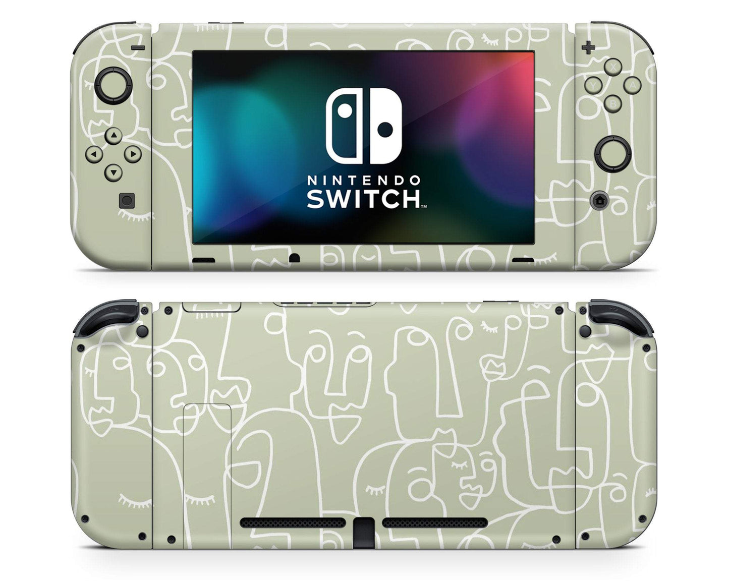 Lux Skins Nintendo Switch Sage Abstract Face Line Drawing Classic no logo Skins - Art Artwork Skin