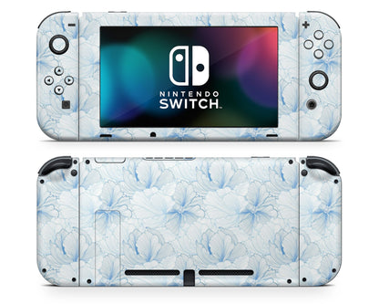 Lux Skins Nintendo Switch Hamptons Blue Floral Full Set Skins - Art Floral Skin