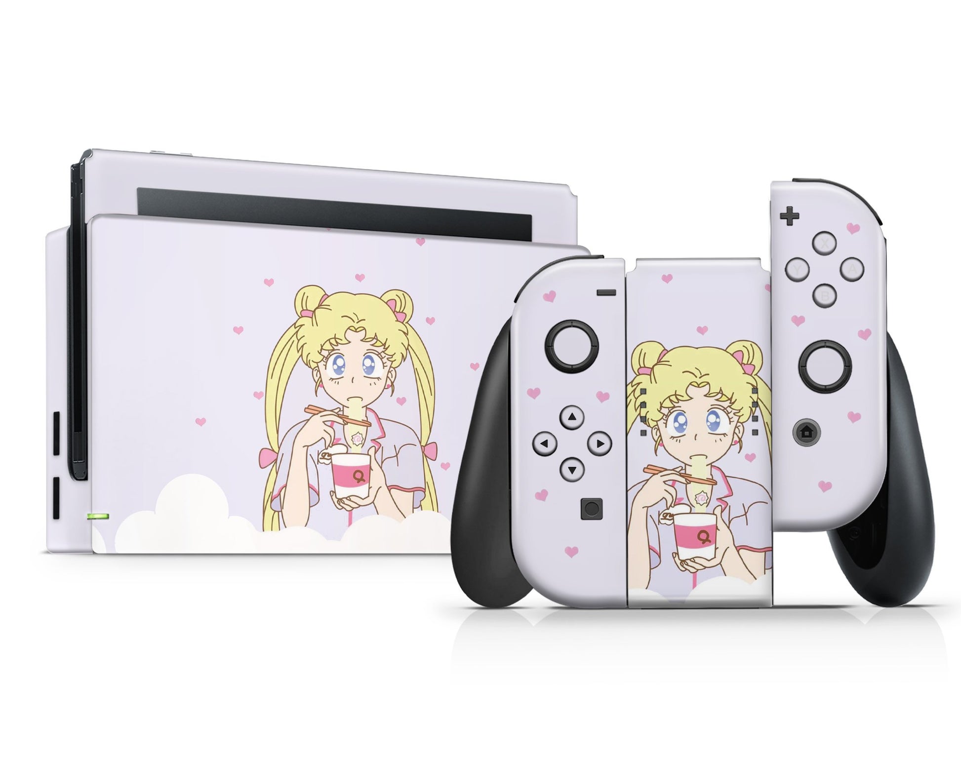 Lux Skins Nintendo Switch Sailor Moon Ramen Pastel Purple Full Set Skins - Pop culture Sailor Moon Skin