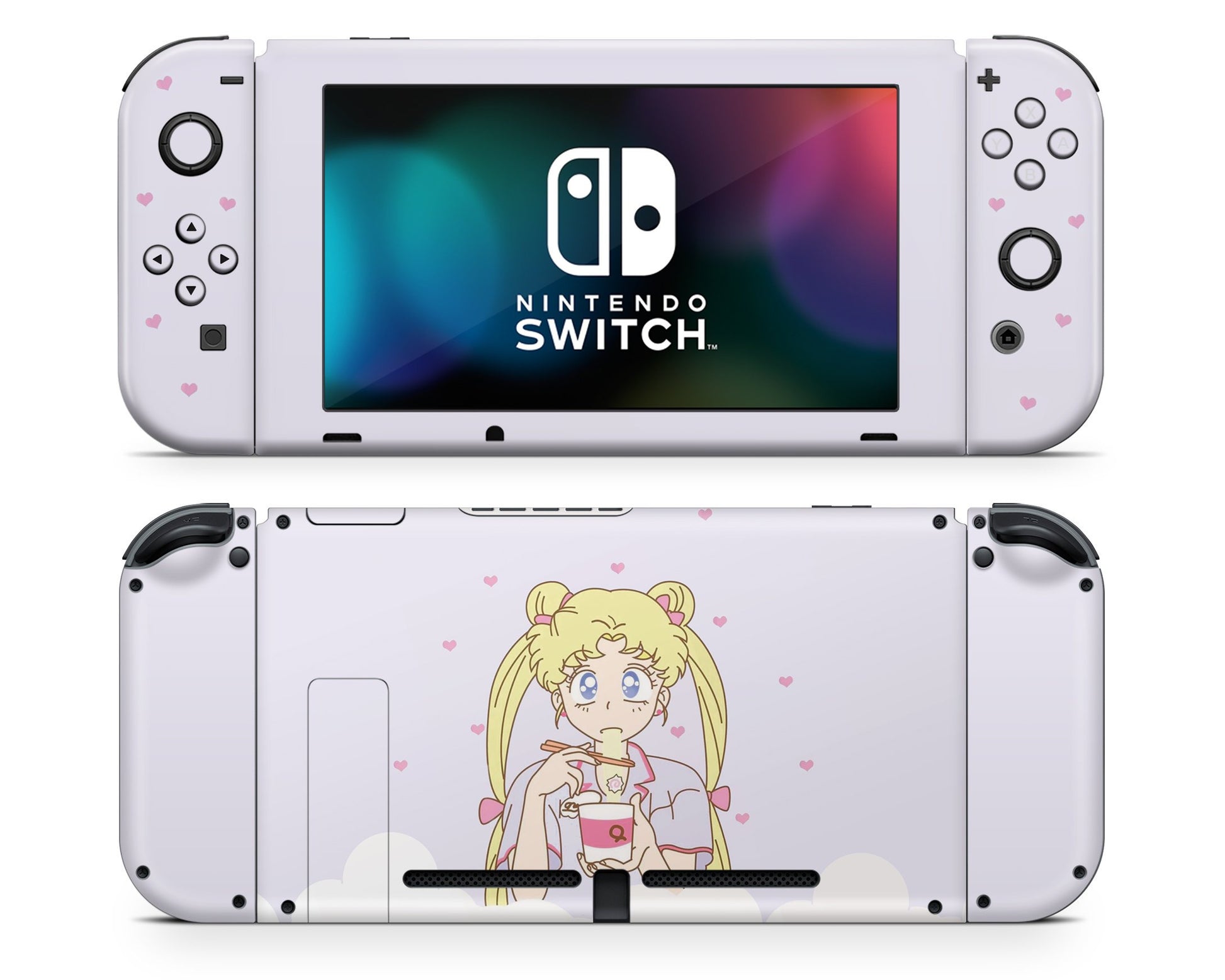 Lux Skins Nintendo Switch Sailor Moon Ramen Pastel Purple Full Set Skins - Pop culture Sailor Moon Skin