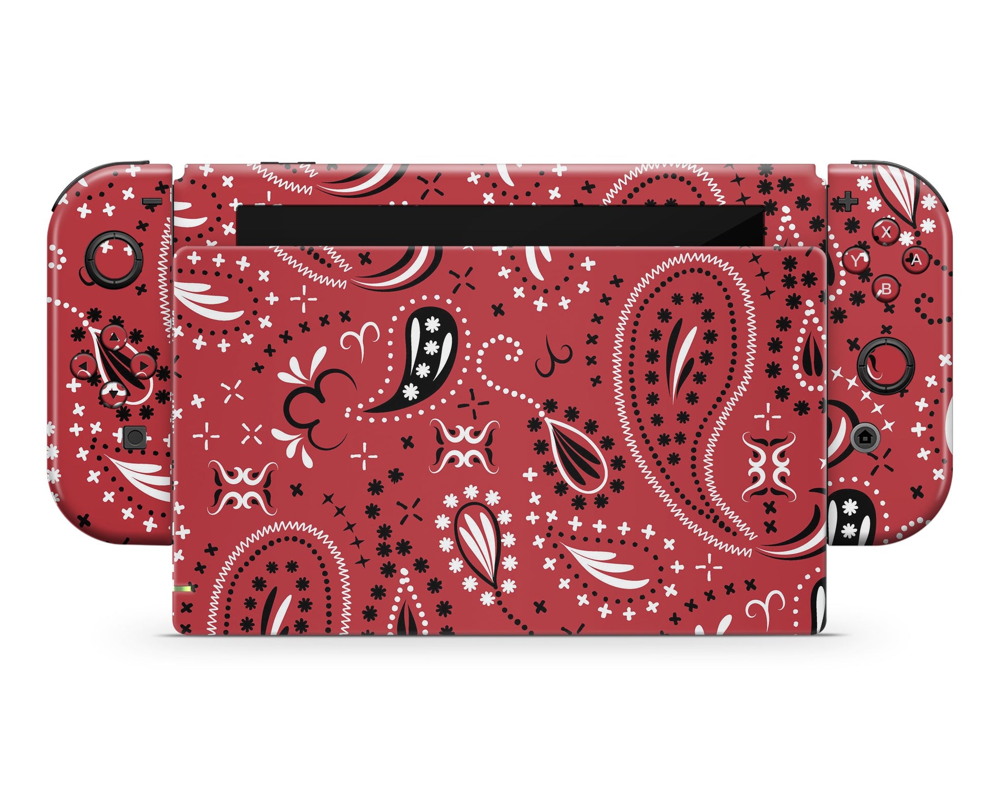 Lux Skins Nintendo Switch Red Bandana Paisley Print Classic no logo Skins - Pattern Abstract Skin