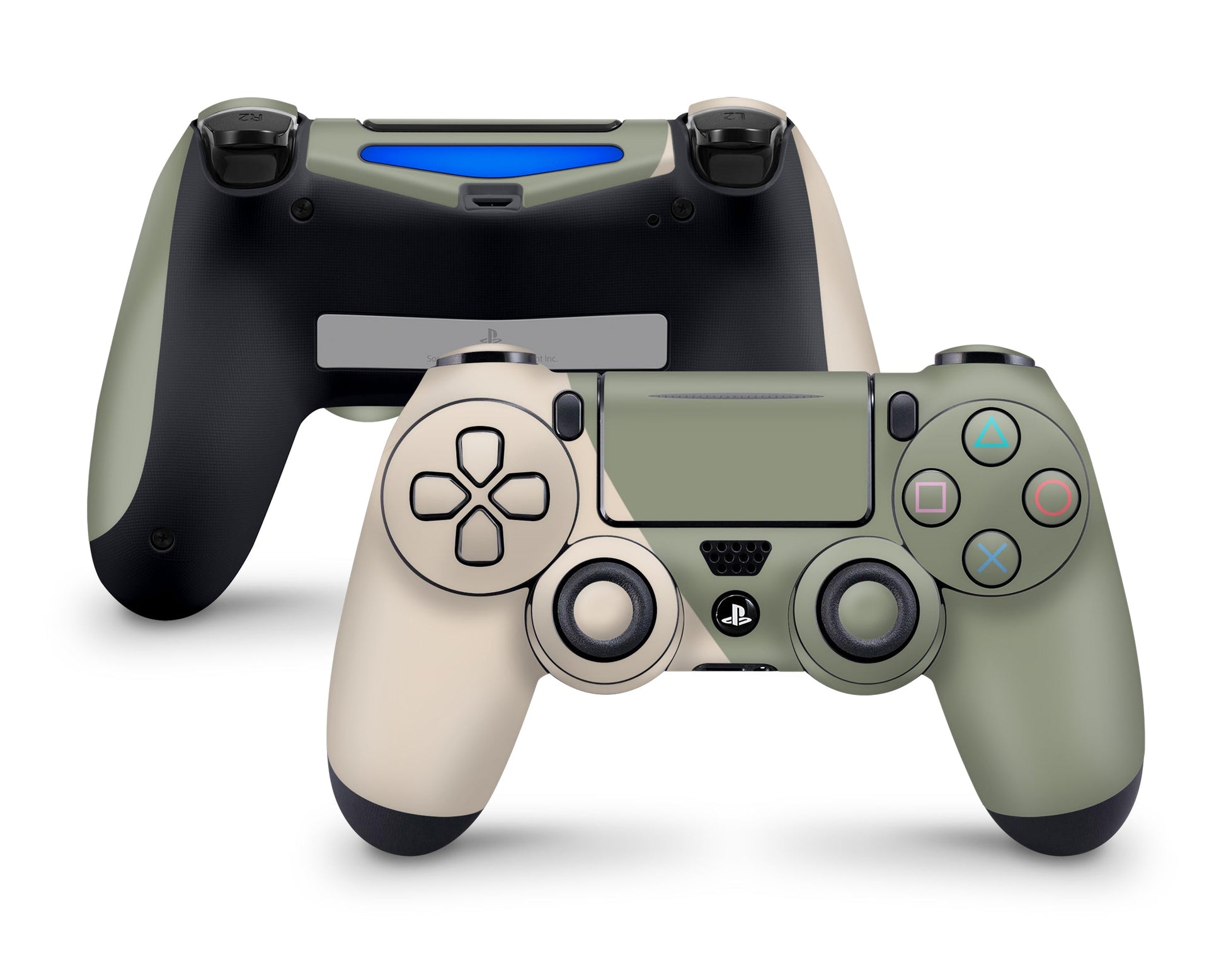 Lux Skins PS4 Two Tone Wild Sage Green Cream PS4 Skins - Solid Colours Colour Blocking Skin