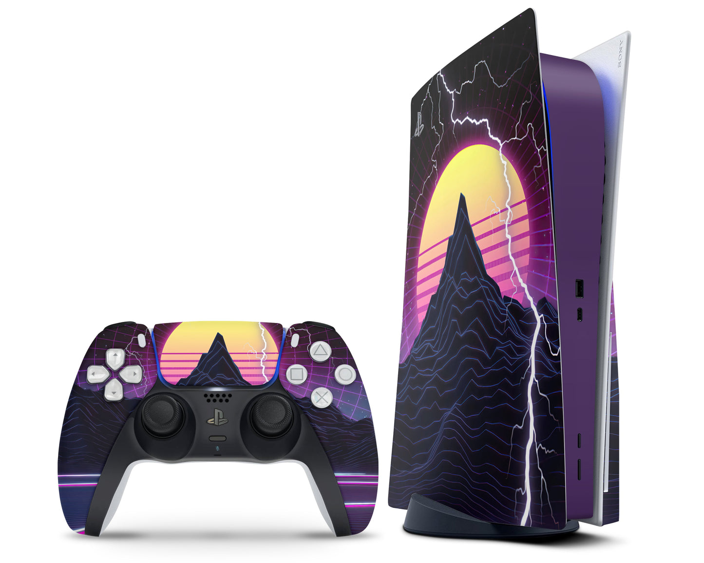 Lux Skins PS5 Retrowave Synthwave PS5 Skins - Pop culture Retro Skin