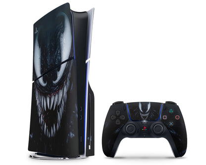 Lux Skins PS5 Slim Black Venom PS5 Slim Skins - Pop culture Spiderman Skin