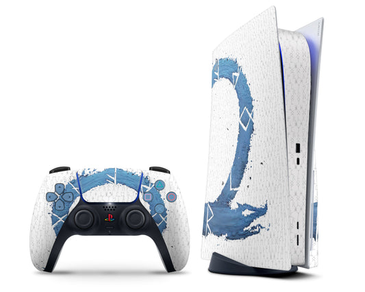 Lux Skins PS5 Slim God of War Blue Ragnarok PS5 Slim Skins - Pop culture God of War Skin