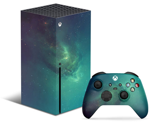 Lux Skins Xbox Series X Green Stardust Galaxy Xbox Series X Skins - Pattern Galaxy & S Skin