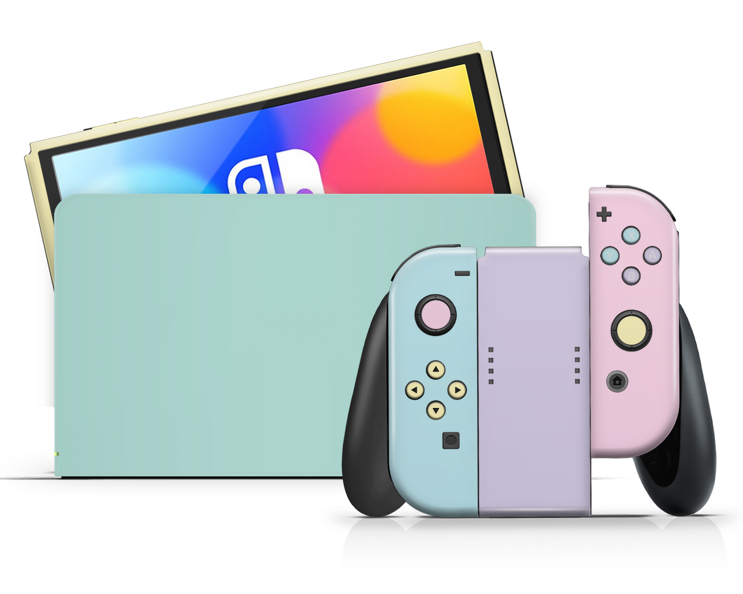 Seafoam Retro 80s Pastel Blocking Nintendo Switch OLED Skin