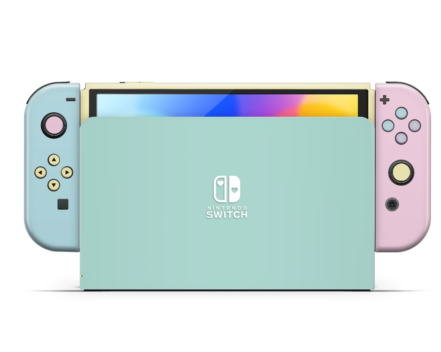 Seafoam Retro 80s Pastel Blocking Nintendo Switch OLED Skin