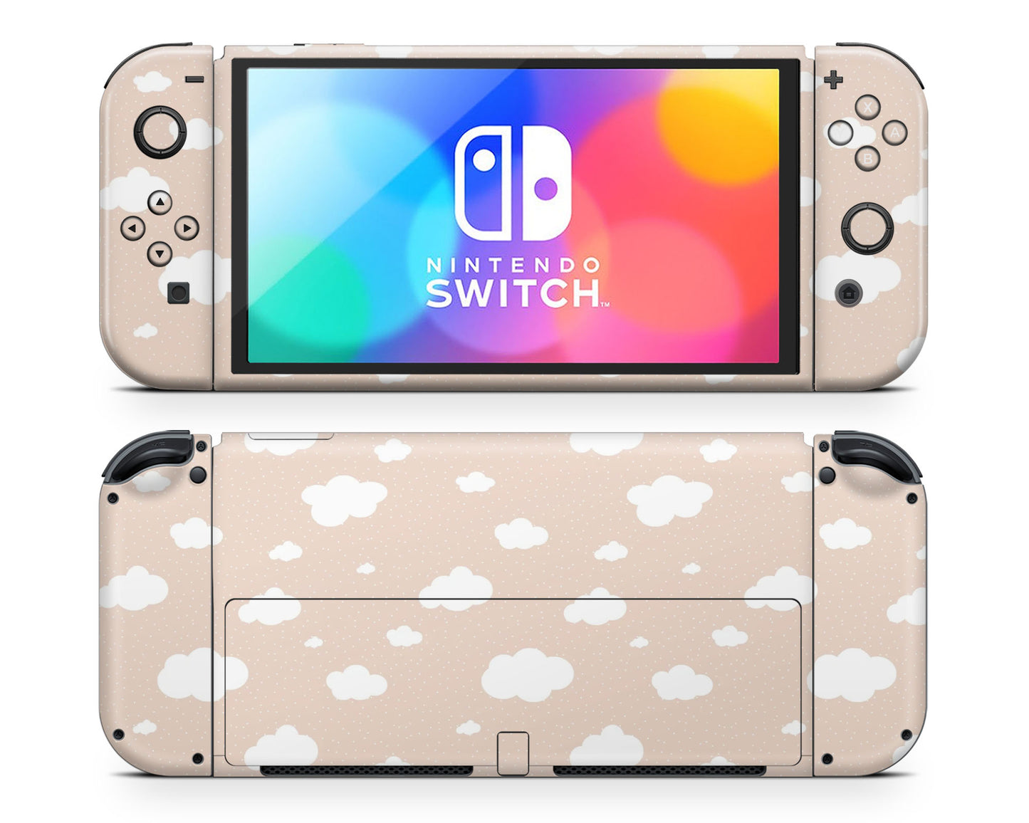 Cute Beige Clouds Nintendo Switch OLED Skin