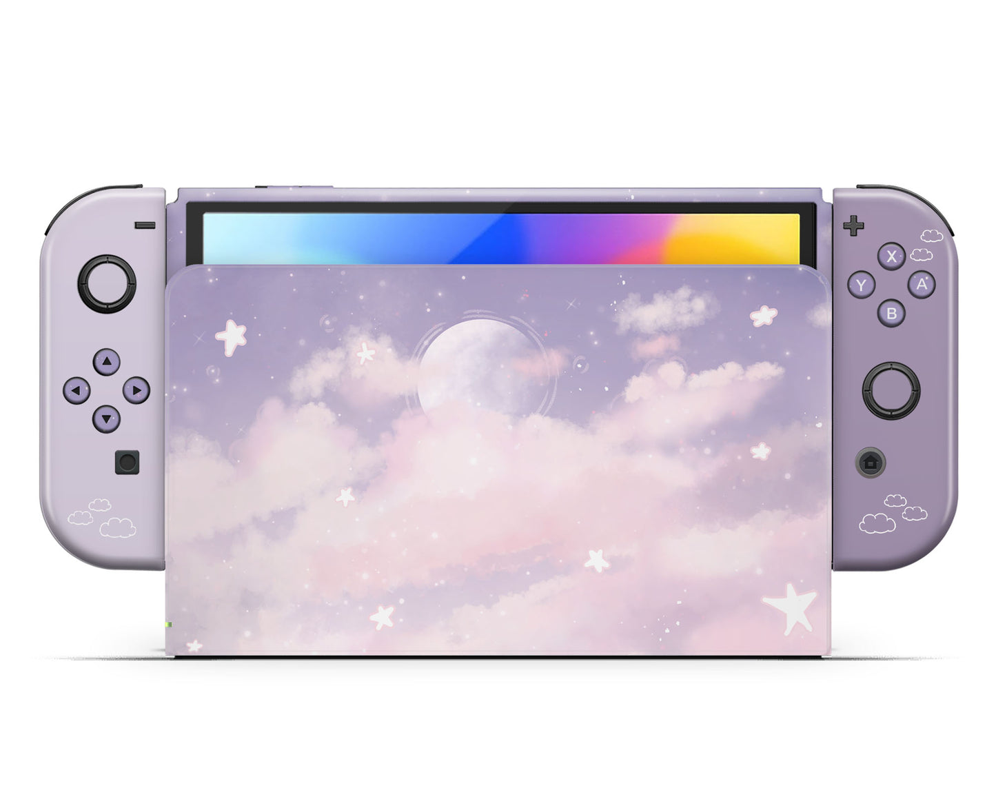 Purple Clouds Nintendo Switch OLED Skin